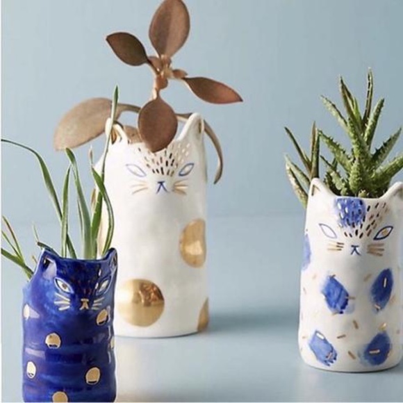 Anthropologie Other - Anthropologie Large Bird Can Fox  White Cat Vase Planter